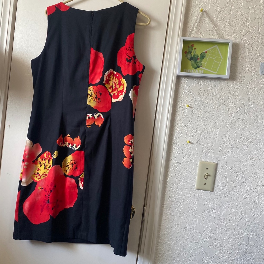 AB 16 Womens Black Sleeveless Floral Print Dress bright colorful - Picture 3 of 3